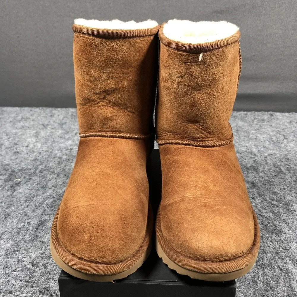 UGG Shearling Boots Girls 6 Brown Suede Sheepskin Lined Pull On‎ 1017703K